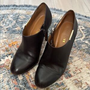 Coach Dark Chocolate Brown with Gold hardware, Heeled Boots Elegant Design